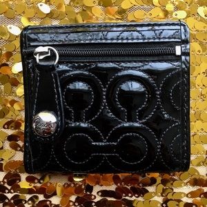 COACH black patent leather wallet
